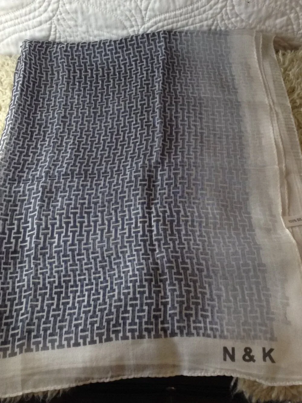 VTG 70-90's Silk N&K Ombre Hand Rolled Scarf/Shawl Quiet Lux Quality Silk Sexy